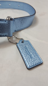 Coach Pebble Leather Belt Bag Metallic Blue