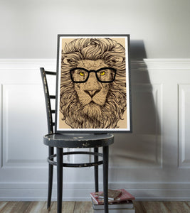 Lion Poster Art Print Canvas Hipster Animal
