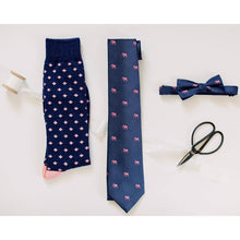 Elephant Necktie - Pink on Navy, Woven Silk