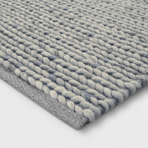 Chunky Knit Braided Wool Rug 7'X10' Handmade Grey