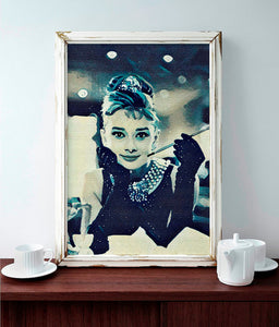 Audrey Hepburn Tiffany Movie Poster Art Canvas