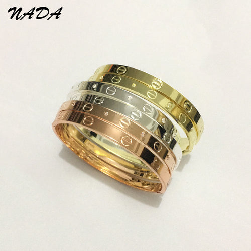 Trendy Crystal Rose Gold Silver Bracelet for Women Bangle Lover Bracelet Jewelry Titanium Love Bracelet Bangle Pulseiras B17008