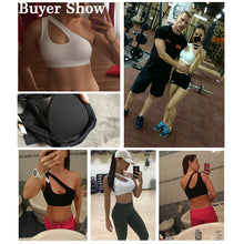 2017 Sexy One Shoulder Solid Sports Bra Women Fitness Yoga Bras Gym Padded Sport Top Athletic Underwear Workout Running Clothing