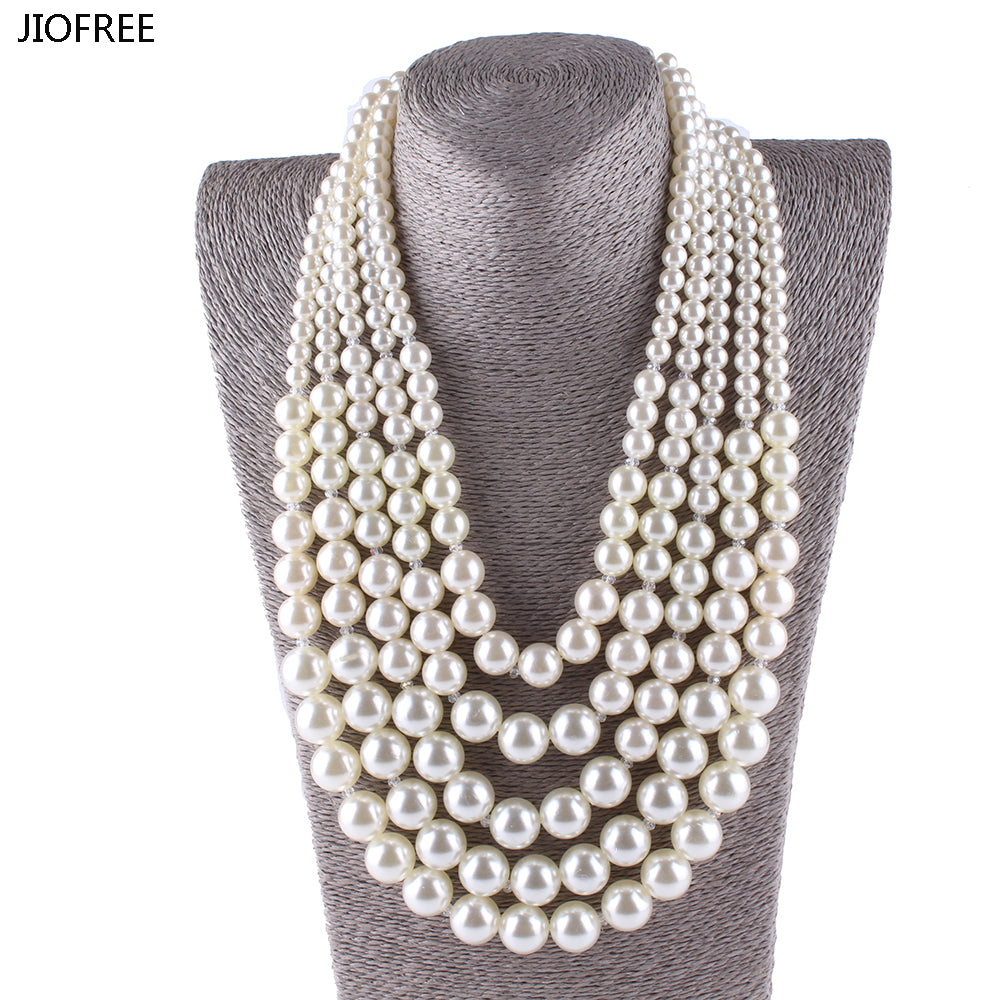 JIOFREE big Pearl Necklace New Fashion long Statement Imitate Pearl Beads For Wedding Party Decoration Women Fashion Jewelry