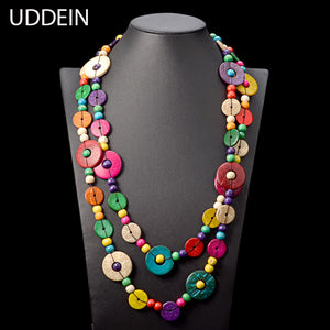 UDDEIN Bohemia Long Necklace Women Handmade Wood Statement Necklace & Pendant Vintage Party Jewelry Exaggerated Accessories