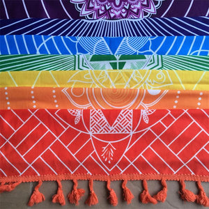Bohemian Wall Hanging India Mandala Blanket 7 Chakra Colored Tapestry Rainbow Stripes Travel Summer Beach Towel Yoga Mat
