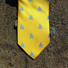 Sailboat Necktie - Yellow, Woven Silk