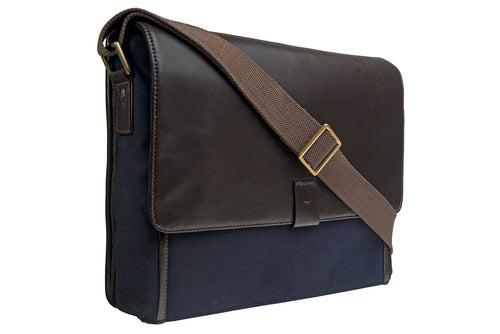 Hidesign Aiden Canvas Leather Laptop Messenger