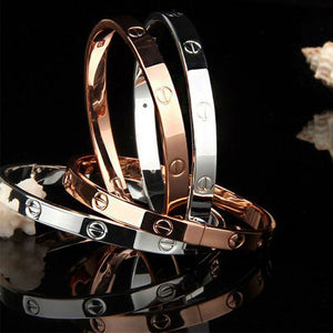 Trendy Crystal Rose Gold Silver Bracelet for Women Bangle Lover Bracelet Jewelry Titanium Love Bracelet Bangle Pulseiras B17008