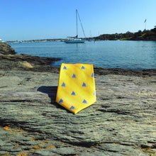Sailboat Necktie - Yellow, Woven Silk