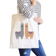 Llama Pattern Canvas Shoulder Bag Cute Foldable Tote Bag For Women