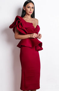Red Ankle Length Cocktail Dress
