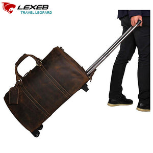 Carry-On Luggage Travel Bags Packing Vubes LEXEB Genuine Leather Suitcase On Wheels Road 21 Inch Business Classic Brown Koffer