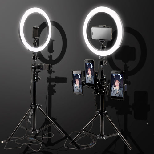 Photography 26cm LED Selfie Ring Light Dimmable three-speed Stepless Lighting Makeup Video Live Studio With Tripod & Phone Clip