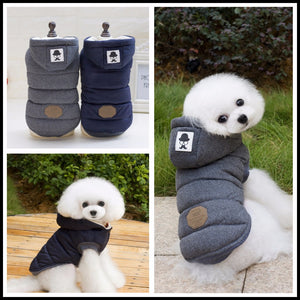 Two Feet Winter Dog Clothes Blue Grey Color S-xxl Size For Choice Super Warm And Soft Cotton Padded Dog Winter Pet Dog Jacket